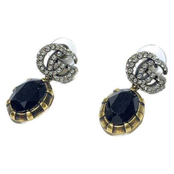 Gucci Jewelry - GUCCI Double G-Gold Hardware Color Stone Rhinestones Earrings br267-112025